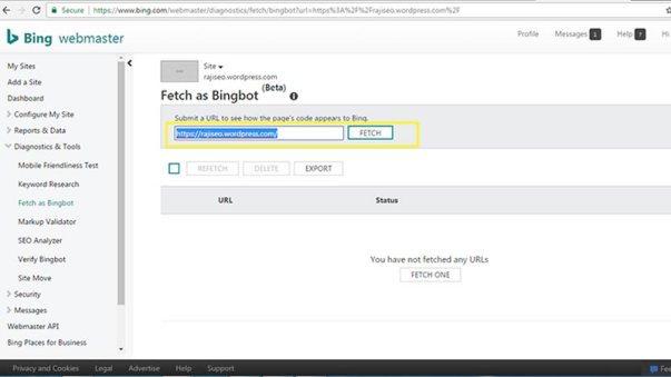 Give to Fetch Bing bot