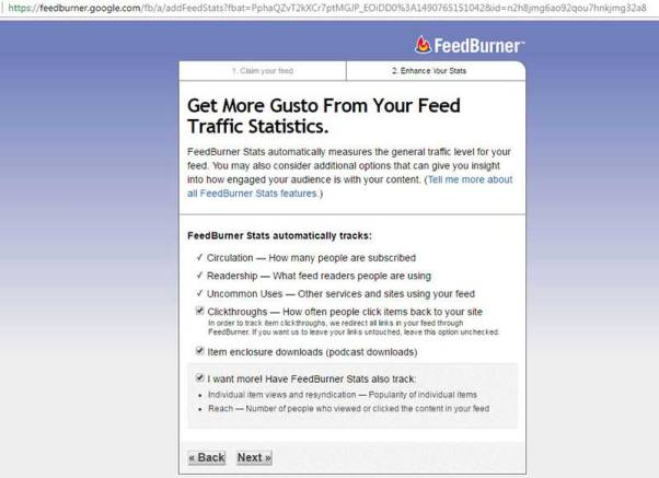 Feed traffic stats- page in Feedburner